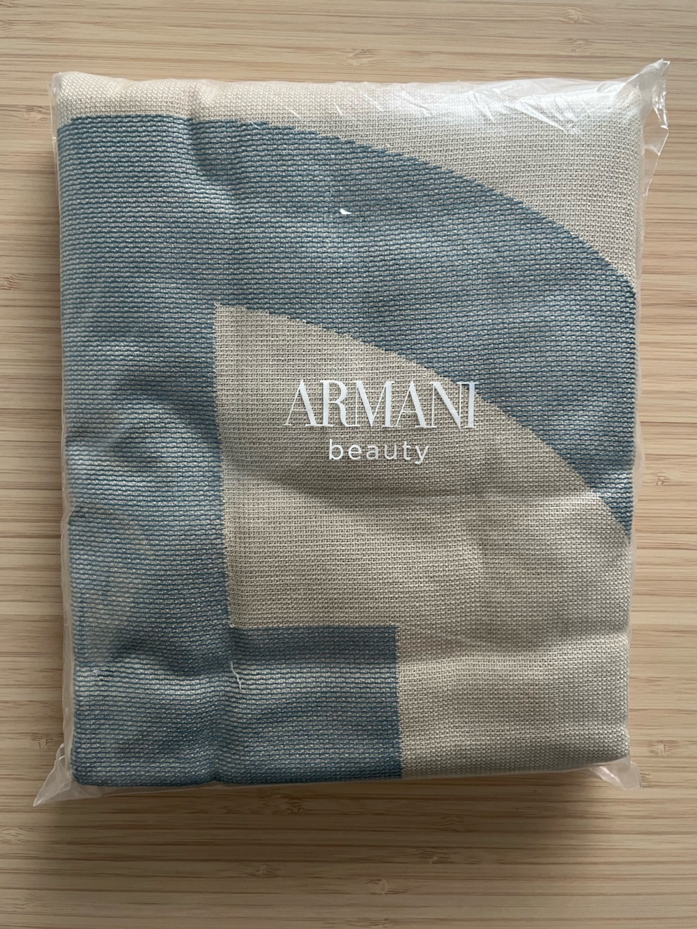 Authentic Giorgio Armani Tan Large Beach / Pool towel with Blue Armani Logo - Picture 6 of 7